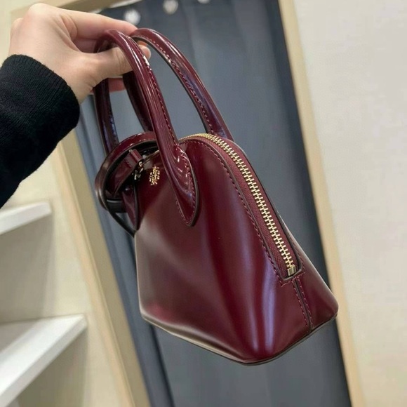 NWT Tory Burch Emerson Patent Mini Dome Satchel 159532 IN ROYAL BURGUNDY - Picture 5 of 10